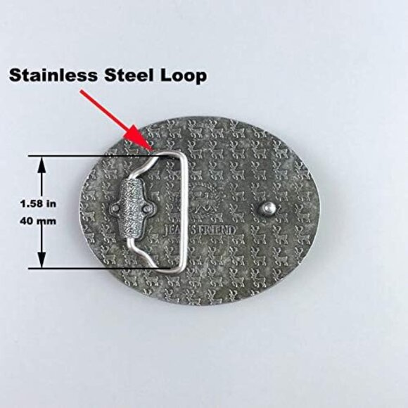 Men's Metallic Vintage Native American Vintage Style Deer Oval Belt Buckle - Picture 5 of 8